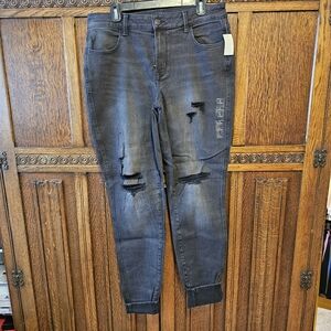 NWT Maurices Black Distressed Skinny Pants